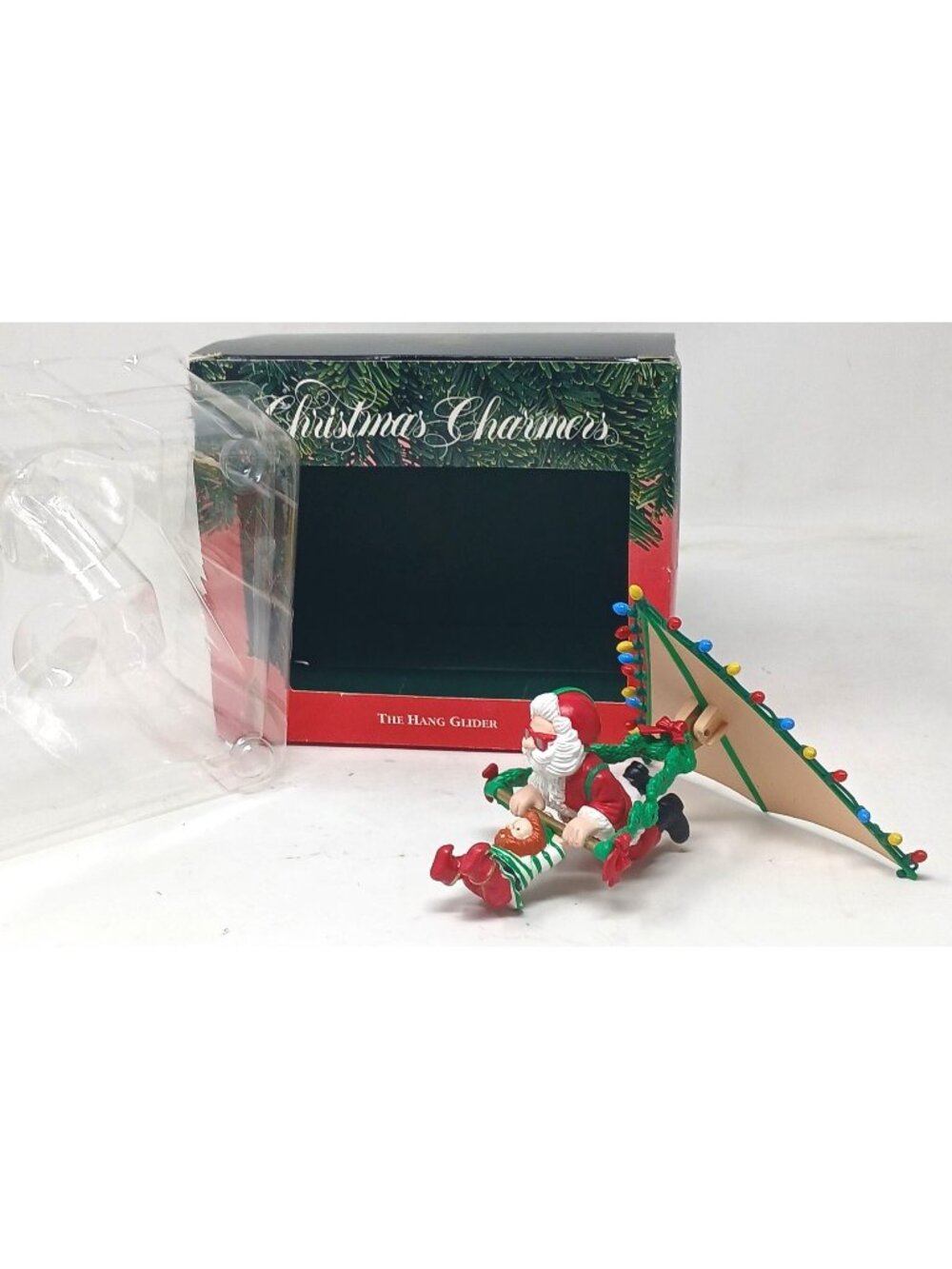 VTG Christmas Charmers Ornament Elf & Santa On Hang Glider 1992 RARE #WS-3